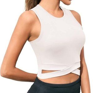 Women White Crop Top Sleeveless Size M